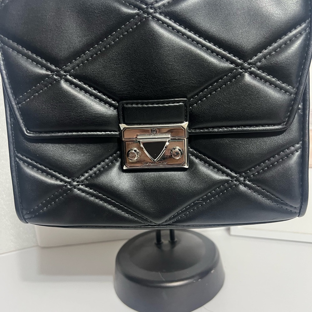 Michael Kors serena flap Black Quilted shoulder and Crossbody Bag Chain Strap - Picture 2 of 14